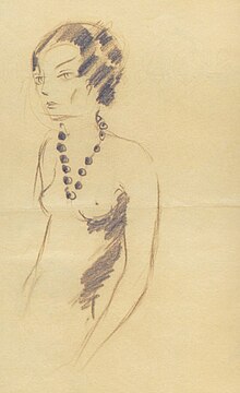 Drawing of Madame de Vogüé by Saint-Exupéry