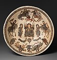 Bowl with enthroned figure and horsemen (Late 12th, early 13th centuries, Iran).[142]