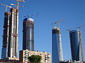 Las cuatro torres durante su construcción el 22 de junio de 2007.