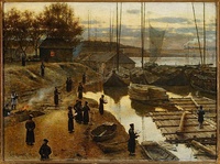 Jewish Feast of Trumpets (Polish: Święto trąbek) at the banks of the Vistula, Aleksander Gierymski, 1884