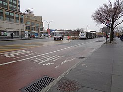 The Fordham Bus Plaza, in 2011 (top) prior to renovations, in 2015 (middle) after the first phase of the project which opened the bus loop, and in 2016 (bottom) following the opening of the new pedestrian plaza.