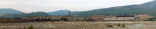  Fabric and accumulators of Trepča mine in Mitrovica (2012). In the foreground is contaminated ground of former activities.