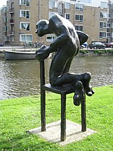 Some of the sculptures visible in Westerpark: Untitled ("Bolbewoners") by Herman Makkink (2003), The Bruidsjurk (wedding dress) by Patchwork (2004), the Man on a stool (Man op kruk) by Ronald Tolman (1986), Untitled by Michiel Schierbeek (1986)