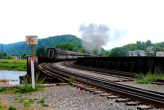 WMSR Nos. 501 and 734 crossing the Potomac River from Cumberland to Ridgeley