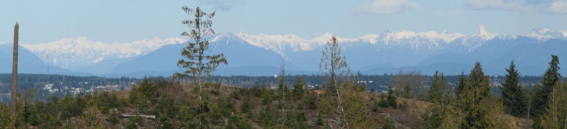  View of mainland British Columbia coastal mountains from Courtenay on Vancouver Island