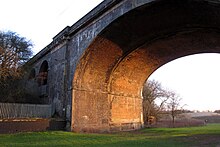 Underside of a large brick arch