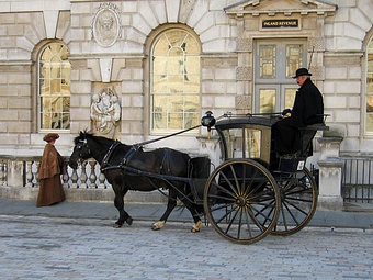 Hansom cab and driver adding character to period filming