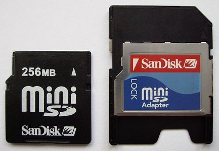 MiniSD Card with an SD card adapter