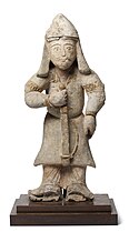 Seljuk warrior figurine (12th century),[58] and Turkoman soldiers from the Book of Antidotes of Pseudo-Gallen. Probably northern Iraq (Mosul). Mid 13th century.[59]