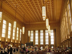 The Art Deco-style grand concourse at 30th Street Station, one of the nation's busiest passenger train stations, built between 1927 and 1933