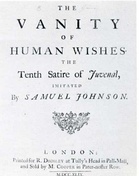 The Vanity of Human Wishes (1749) title page