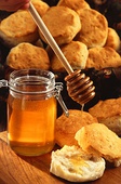 American-style biscuits, served with honey