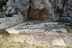 Paved court seen from the Peripatos