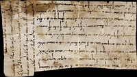 Bactrian language letter from "Meyam, King of the people of Kadag", "Meyam" is thought to be Mehama. Dated to 461-462 CE, from the archives of the Kingdom of Rob.