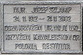 Plaque in memory of maj. Józef Szlamp