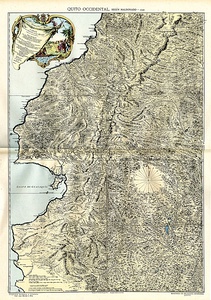 Mapa de la parcialidad occidental de la Real Audiencia de Quito que data de 1750 y fue de su autoría.