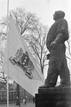 Commemoration February strike with flag at half mast at the Dock worker