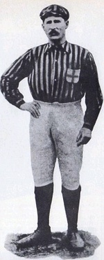 A black-and-white picture of Herbert Kilpin, the first captain of AC Milan