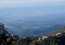 Snow-covered peaks of the Bandarpoonch range from Mussoorie, District Dehradun