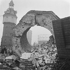 Demolition of some of the buildings of the gas plant in 1961