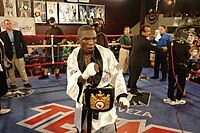 Rogers Mtagwa (left) boxing Aldo Valtierra at the venue on July 20, 2007