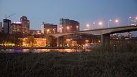 Voroshilovsky Bridge at night