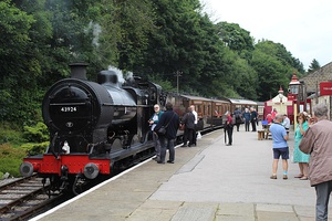 A photograph of Haworth Station, the headquarters of the railway