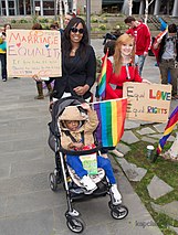 Participantes de una marcha a favor del matrimonio igualitario en los Estados Unidos.