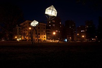 Installation by Dennis Oppenheim in the Vancouver Sculpture Biennial