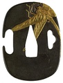 Tsuba with dragonfly in shibuichi