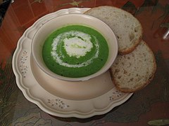 Spring pea soup, an example of a spring soup