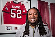 Eric Legrand is the only Rutgers player to have his number retired; the #52 displayed at SHI Stadium