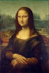 Mona Lisa; by Leonardo da Vinci; c.1503-1519; oil on poplar panel; 77 × 53 cm; Louvre[149]