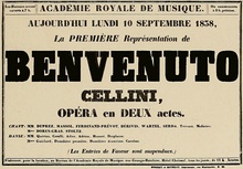 advertising poster giving title, date and venue of operatic premiere