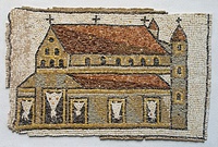 5th-century mosaic of a basilica (Louvre)