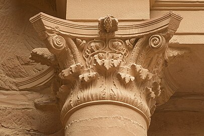 Roman Corinthian capital of Al-Khazneh, Petra, Jordan, decorated with acanthuses and rinceaux, early 1st century AD