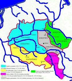 Map of the Greater Poland with the political division.