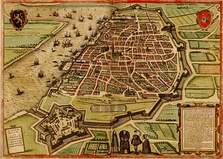 Map of Augsburg, corresponding with the wooden city model made in 1563 by Hans Rogel [de] and now kept in the Maximilianmusem, Augsburg