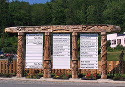 Concrete's town welcome sign, which was chainsaw-carved from cedar logs