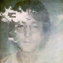 a hazy photo of John Lennon's face with the title and artist name printed on a white cloudlike area near his forehead.