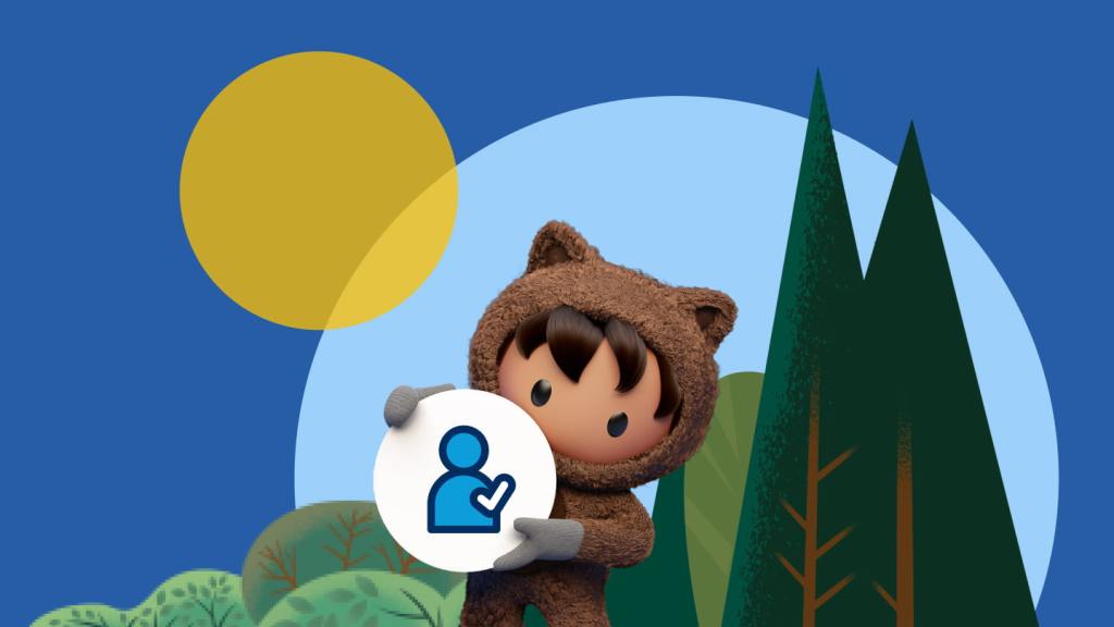 Salesforce ascot Astro holding a customer success icon