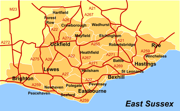 Map Sussex England