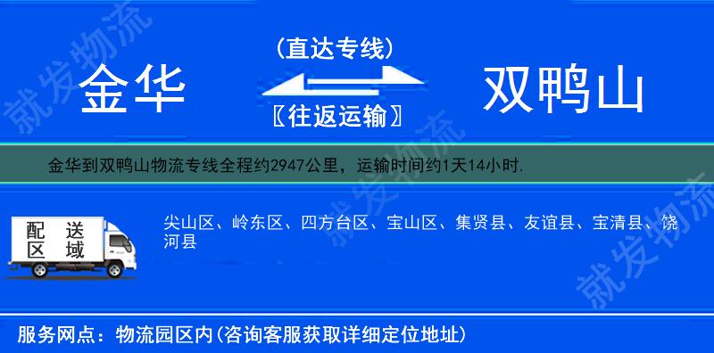 金华金东区到双鸭山物流运费-金东区到双鸭山物流公司-金东区发物流到双鸭山-
