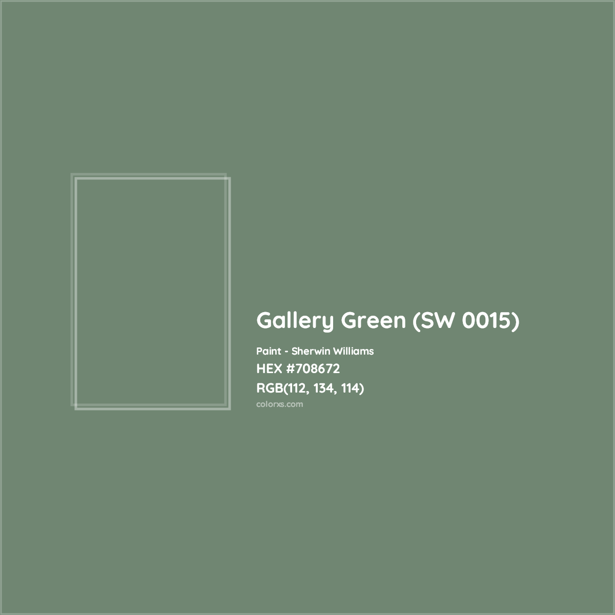 HEX #708672 Gallery Green (SW 0015) Paint Sherwin Williams - Color Code