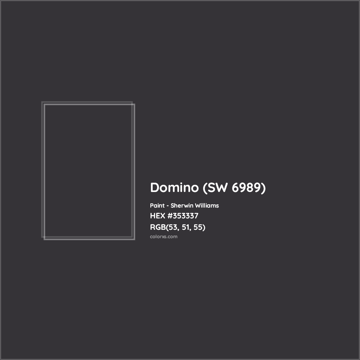 HEX #353337 Domino (SW 6989) Paint Sherwin Williams - Color Code