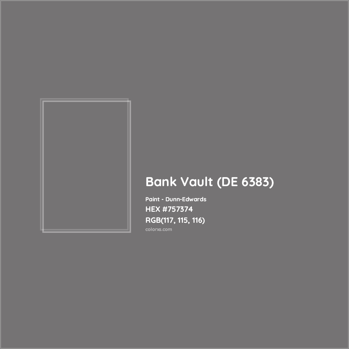 HEX #757374 Bank Vault (DE 6383) Paint Dunn-Edwards - Color Code