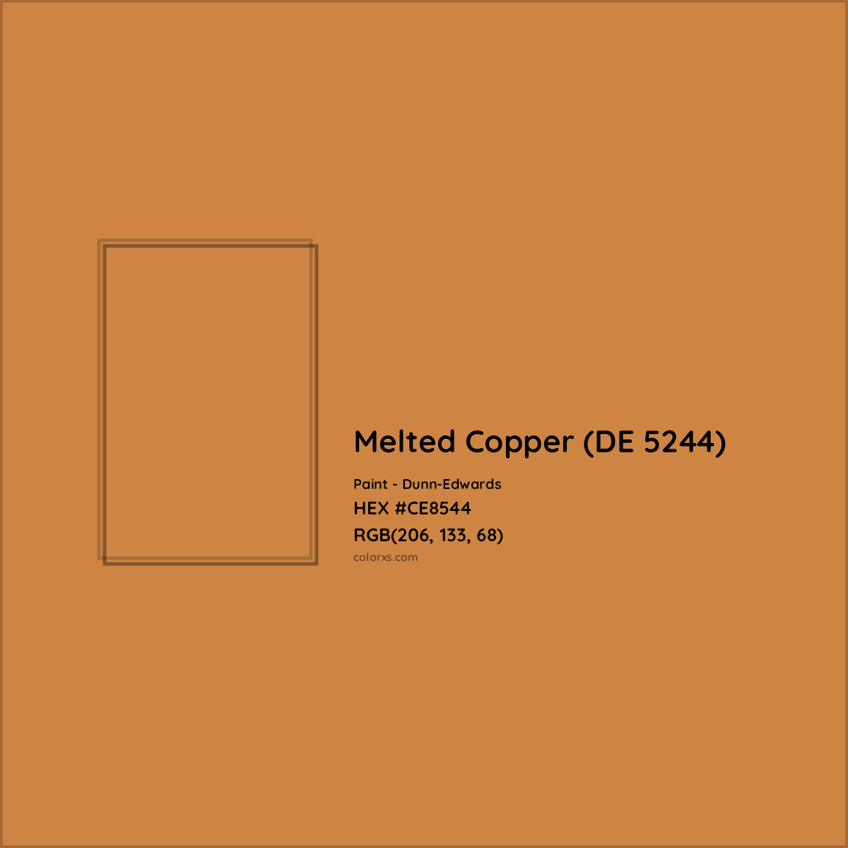 HEX #CE8544 Melted Copper (DE 5244) Paint Dunn-Edwards - Color Code