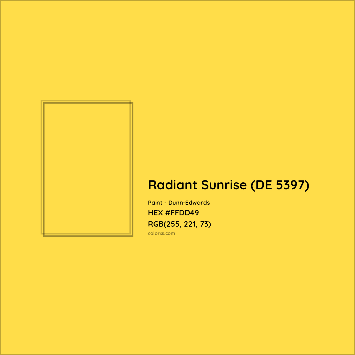 HEX #FFDD49 Radiant Sunrise (DE 5397) Paint Dunn-Edwards - Color Code