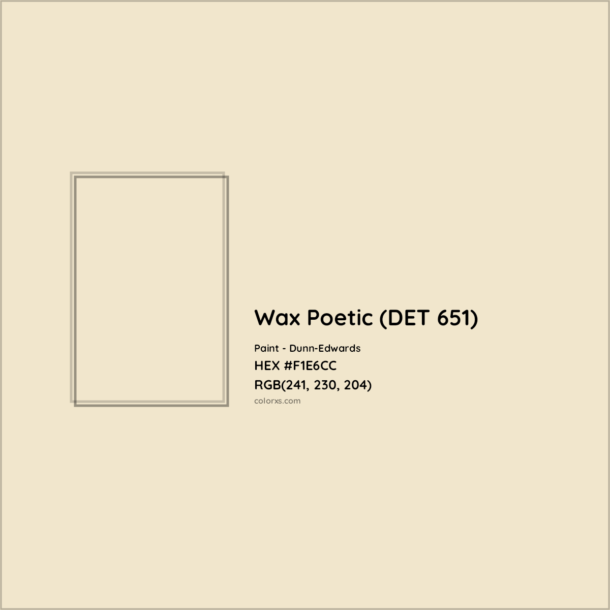 HEX #F1E6CC Wax Poetic (DET 651) Paint Dunn-Edwards - Color Code