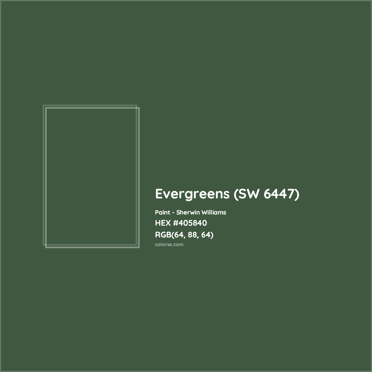 HEX #405840 Evergreens (SW 6447) Paint Sherwin Williams - Color Code